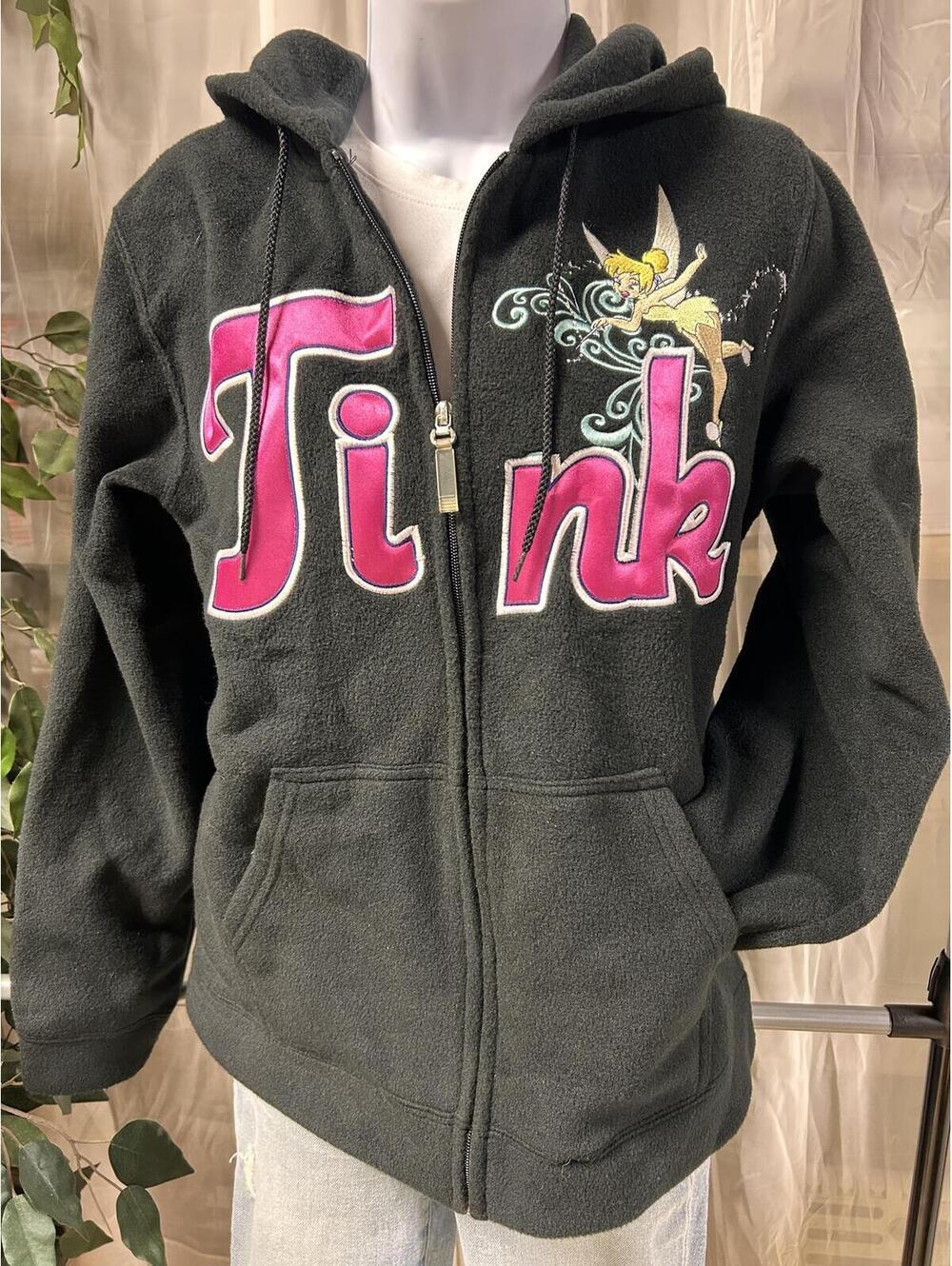 Disney Tinker Bell Tink Graphic Fleece Full Zip Hoodie Jacket Womens Size M